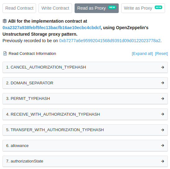 Etherscan 上的示例代理
