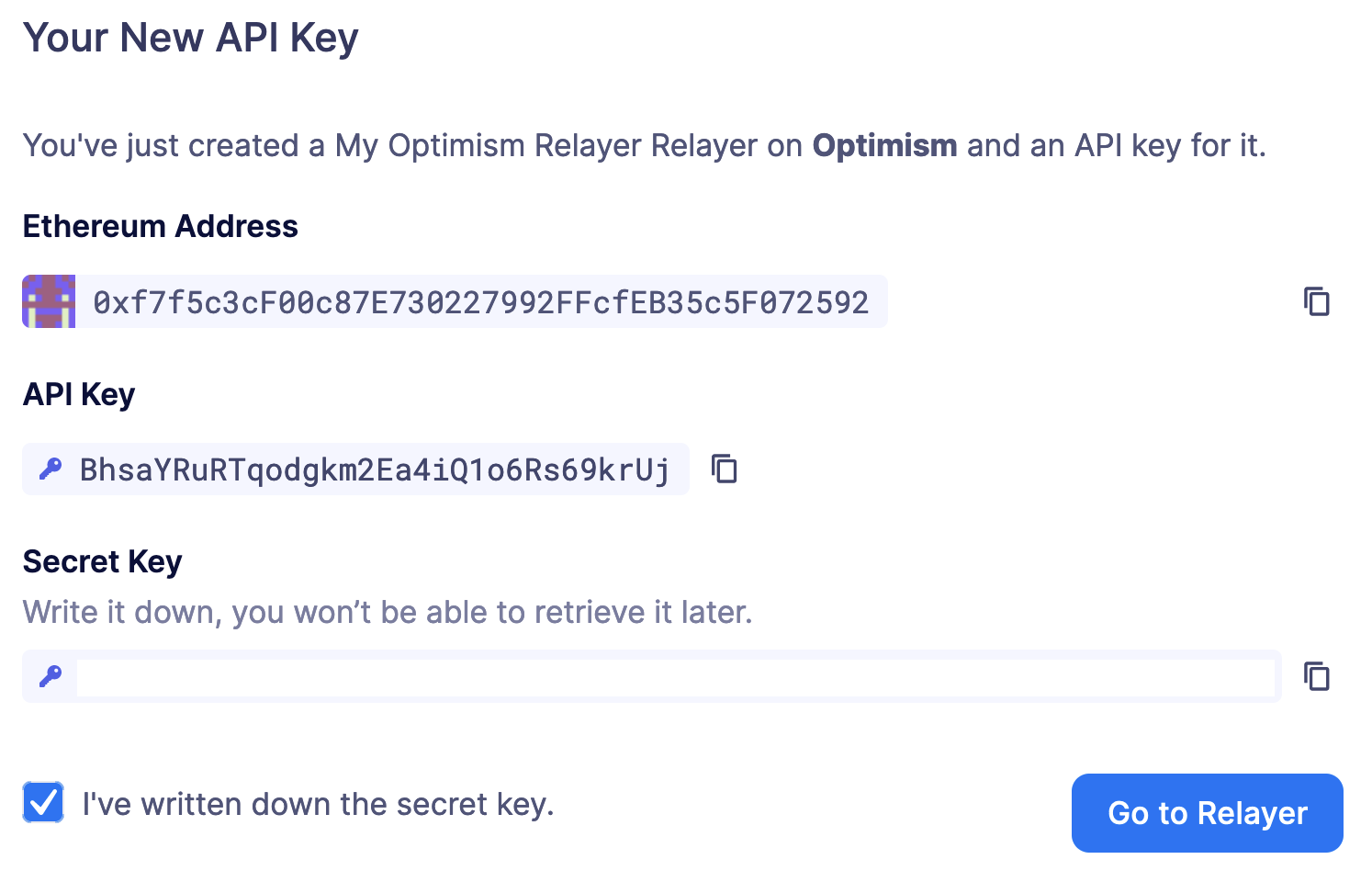 管理 Relayer API 密钥