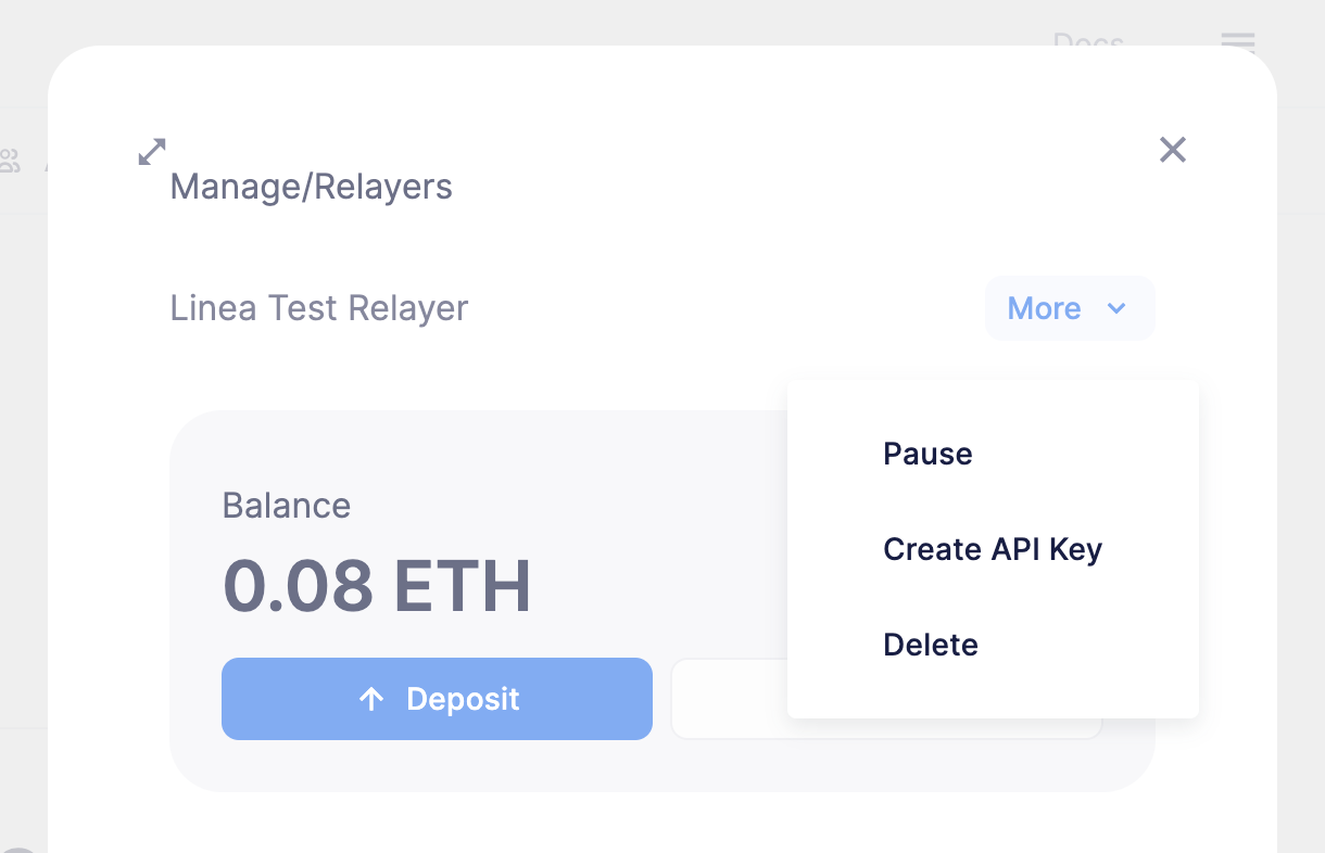 管理 Relayers 创建 API 密钥
